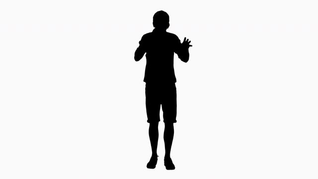 Silhouette Man in summer outfir telling a story emotionaly.