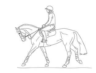 Eventing rider and horse walk freely