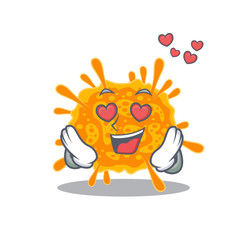 Cute nobecovirus cartoon character has a falling in love face