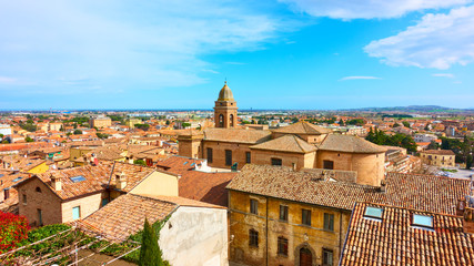 Panoramic view of old italian town Santarcangelo di Romagna