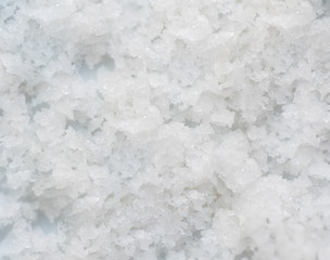 Close up white salt background.