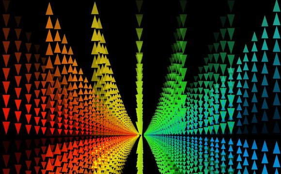 triangle rainbow wing wave digital slow faded all in the line on black screen