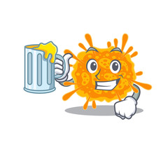 A cartoon concept of nobecovirus rise up a glass of beer