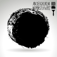 Black brush stroke and texture. Grunge vector abstract hand - painted element. Underline and border design.