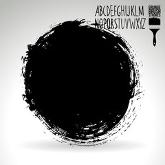 Black brush stroke and texture. Grunge vector abstract hand - painted element. Underline and border design.