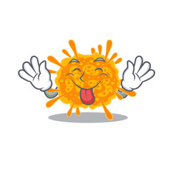 An amusing face nobecovirus cartoon design with tongue out