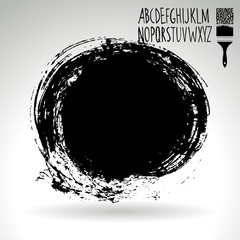 Black brush stroke and texture. Grunge vector abstract hand - painted element. Underline and border design.