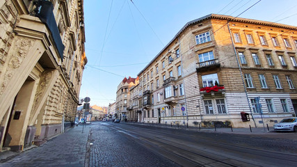 Old buildings in the historic part of Lviv, Ukraine