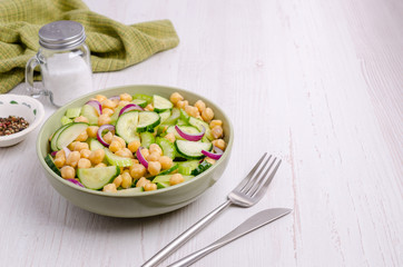 Salad raw vegetables with chickpeas