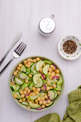 Salad raw vegetables with chickpeas