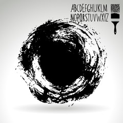 Black brush stroke and texture. Grunge vector abstract hand - painted element. Underline and border design.
