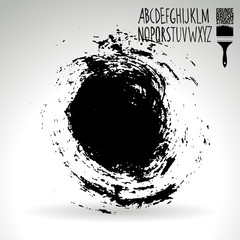 Black brush stroke and texture. Grunge vector abstract hand - painted element. Underline and border design.
