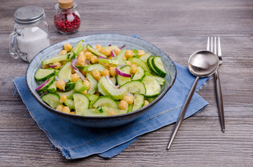 Salad raw vegetables with chickpeas