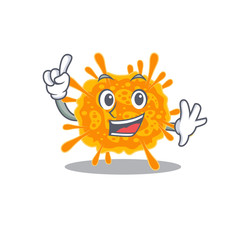 nobecovirus mascot character design with one finger gesture