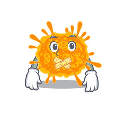 nobecovirus cartoon character style with mysterious silent gesture