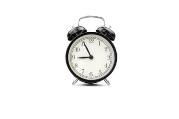 Vintage alarm clock on a white isolated background