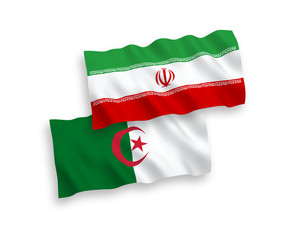 Flags of Algeria and Iran on a white background