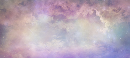 Heavens above celestial concept background banner - beautiful blue pink purple green lilac light...
