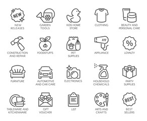 Outline Icons Set Department Store Shop Category