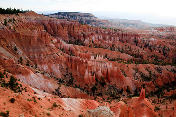 Utah / USA - August 22, 2015: View of Hoodoo landscape and rock formation at Sunset Point in Bryce...