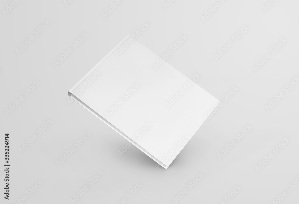 Poster mockup of a white book standing on a corner, front view, isolated on background.