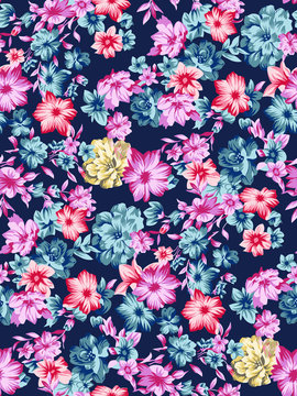 modern trendy colourfull vintage floral and flower seamless pattern for textile print and design