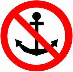 Navigation river sign "Do not drop anchors"