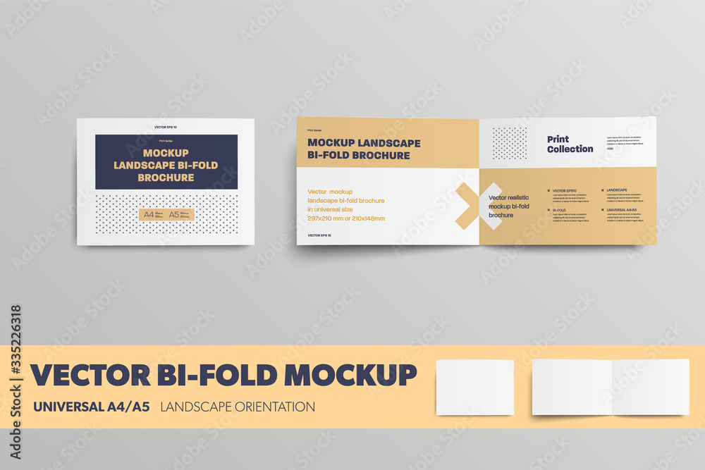 Poster mockup vector leaflet, universal horizontal orientation brochure, for design presentation.