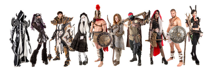 Group of people in costumes - obrazy, fototapety, plakaty