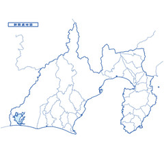Obraz premium 静岡県地図 シンプル白地図 市区町村