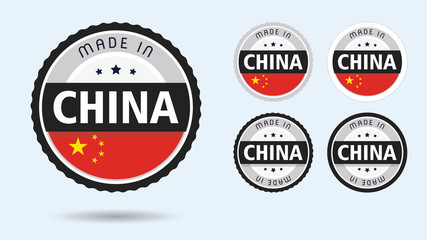 Fototapeta na wymiar Made in China. Set of labels and badges. Merchandise tag with Chinese flag.