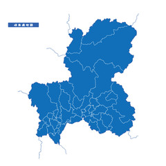 Obraz premium 岐阜県地図 シンプル青 市区町村
