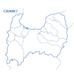 Fototapeta premium 富山県地図 シンプル白地図 市区町村