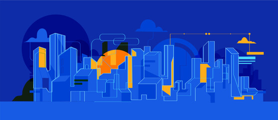 Skyline di una città moderna con grattacieli © Hurca!