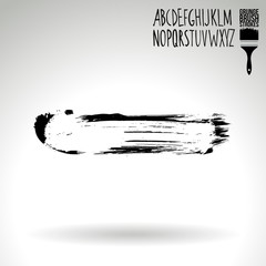 Black brush stroke and texture. Grunge vector abstract hand - painted element. Underline and border design.
