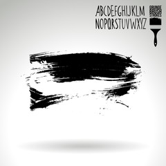 Black brush stroke and texture. Grunge vector abstract hand - painted element. Underline and border design.
