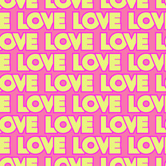 Seamless cute valentine vector pattern with text 
