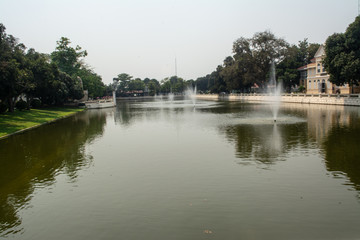 Fototapeta premium Bang Pa-In Royal Palace or the Summer Palace that is a palace complex formerly used by the Thai kings in Ayutthaya Province Thailand.