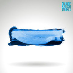 Fototapeta premium Blue brush stroke and texture. Grunge vector abstract hand - painted element. Underline and border design. 