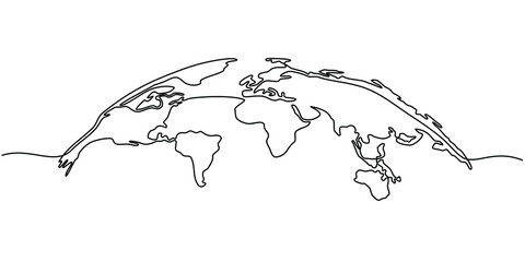 continuous line drawing of world map © Gondex