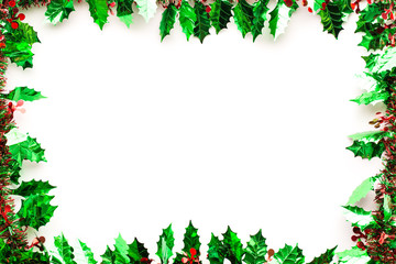 Green spruce, Christmas frame, Picture frame for text Merry Christmas and Happy New year. Backdrop for art work design or add text message.