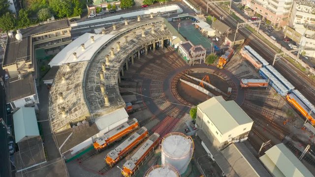 aerial view of Changhua roundhouse railway