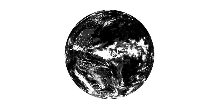 Earth in clouda black and white
