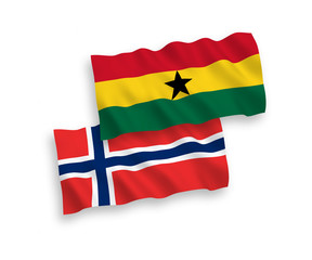 Flags of Norway and Ghana on a white background