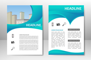 Blue vector template design for business brochure, flyer, poster, booklet, presentation, annual report, magazine cover, team educational training. A4