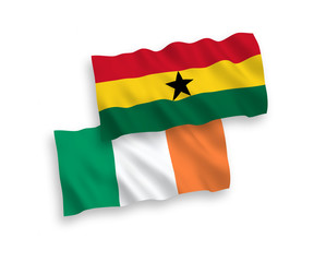Flags of Ireland and Ghana on a white background