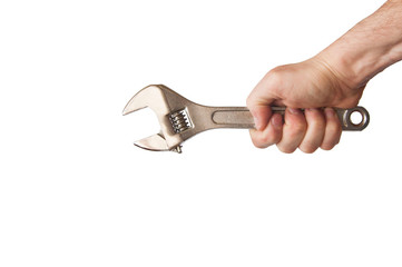 wrench in hand on a white background