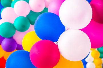 Fototapeta na wymiar bright bunch of Colorful balloons. Background, picture for add text message or backdrop graphic design.