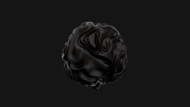 3d abstract animation ball displace wavy liquid seamless loopable isolated on black background