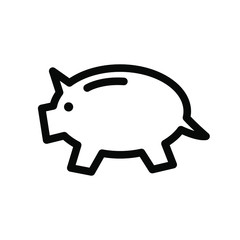 Piggy Coin Icon , Template Logo Design Vector Illustration , Save Money Simple Outline Solid Background White
